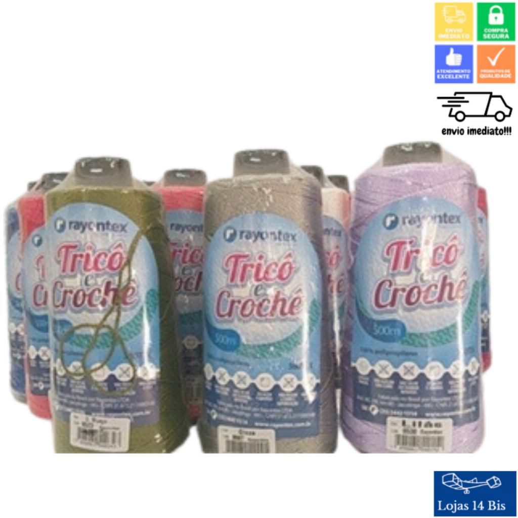 10 Cones de Linha para Tricô Crochê Rayontex Artesanato Roupas Trancas Tererê 500m 100g TEX360 Cores Sortidas em Oferta na Shopee