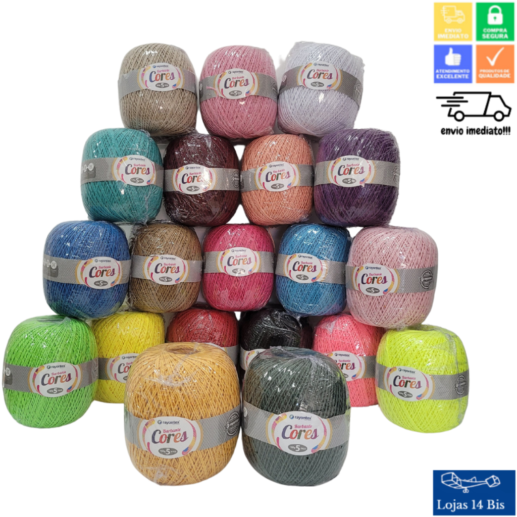 12 Rolos Barbante Cores Rayontex 5 Fios 160g 8/5 TEX 416 Cores Sortidas Amigurumis Artesanato Bordado em Oferta na Shopee