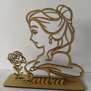 Centro de mesa MDF Cru Bela e a fera princesa personalizado