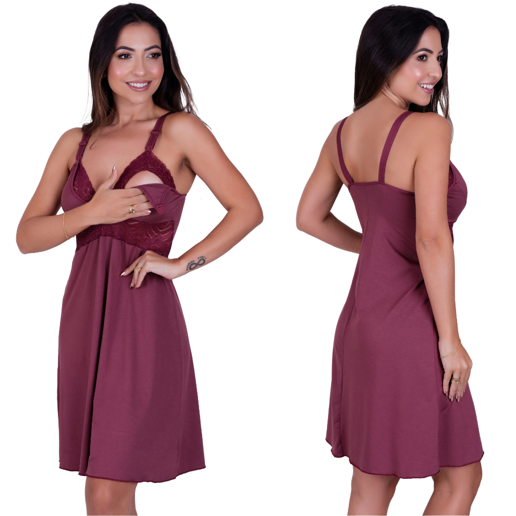 Camisola Amamentação Abre Fácil Gestante Pós Parto Saída Maternidade Confortável em Oferta na Shopee