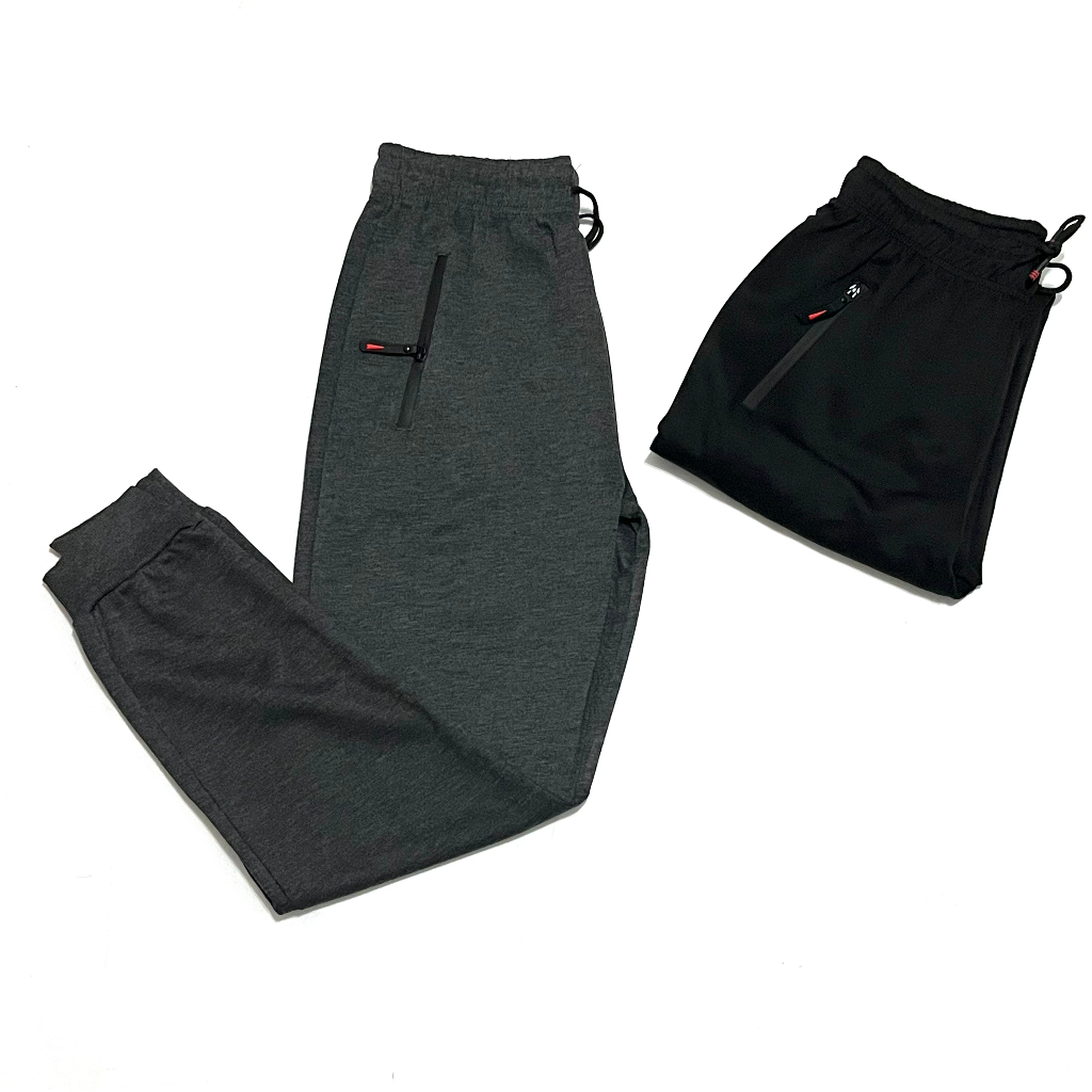 Calça Masculina Moletom Jogger Lisa Com Zíperes No Bolso Cintura Tem Elastano e Cordão