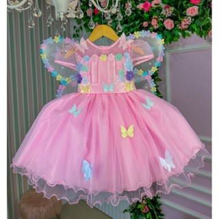 Vestido infantil Mary Kids Rosa Jardim Encantado