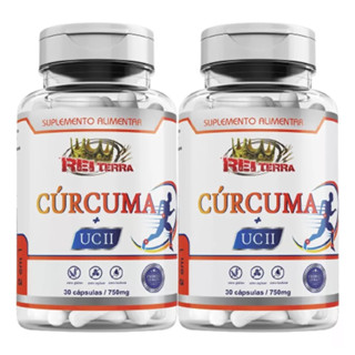 Kit 2 Cúrcuma Açafrão da Terra + Colageno tipo 2 Uc ll 30 Cápsulas 750mg - Branco