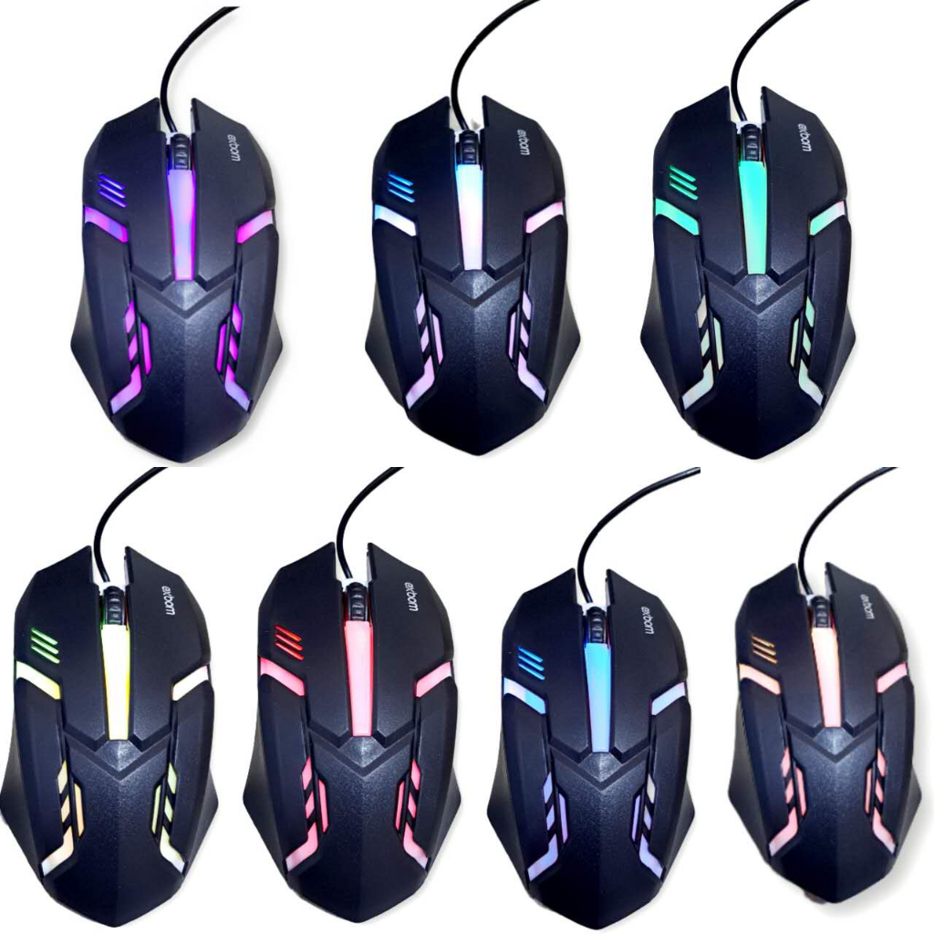 Kit 10 Mouse Gamer Led Rgb 7 Cores Com Fio Usb 1200dpi Ms-62 Exbom