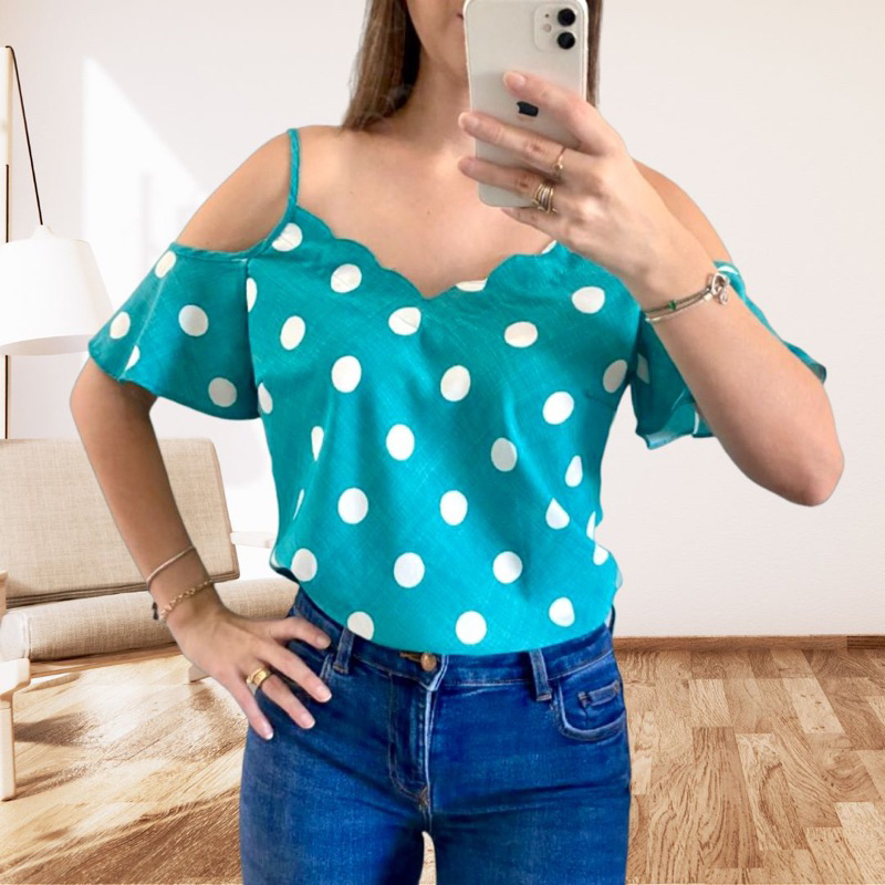 Blusa Feminina Ciganinha Soltinha Ombro a Ombro Bola Bolinha Com Alça Alcinha Regulável Blusinha Onça Animal Print M G GG