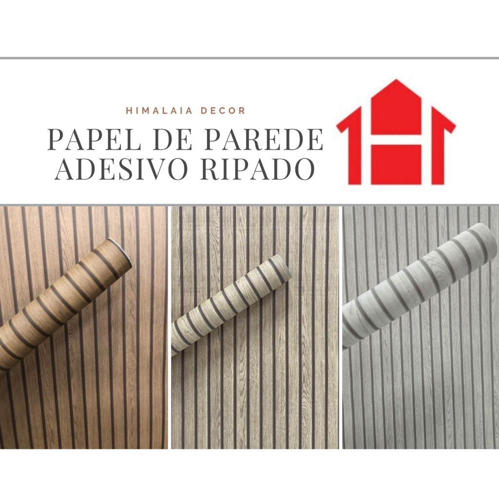 Papel de Parede Adesivo 1mx60cm Madeira Ripada Móveis Hall Sala Quarto