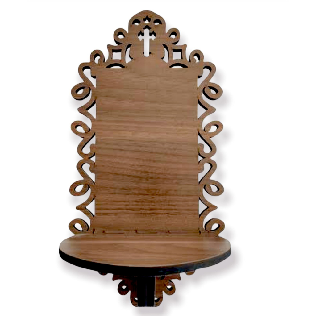 Suporte Para Imagem de 42cm Oratório Madeira Tabaco Trabalhado Capela