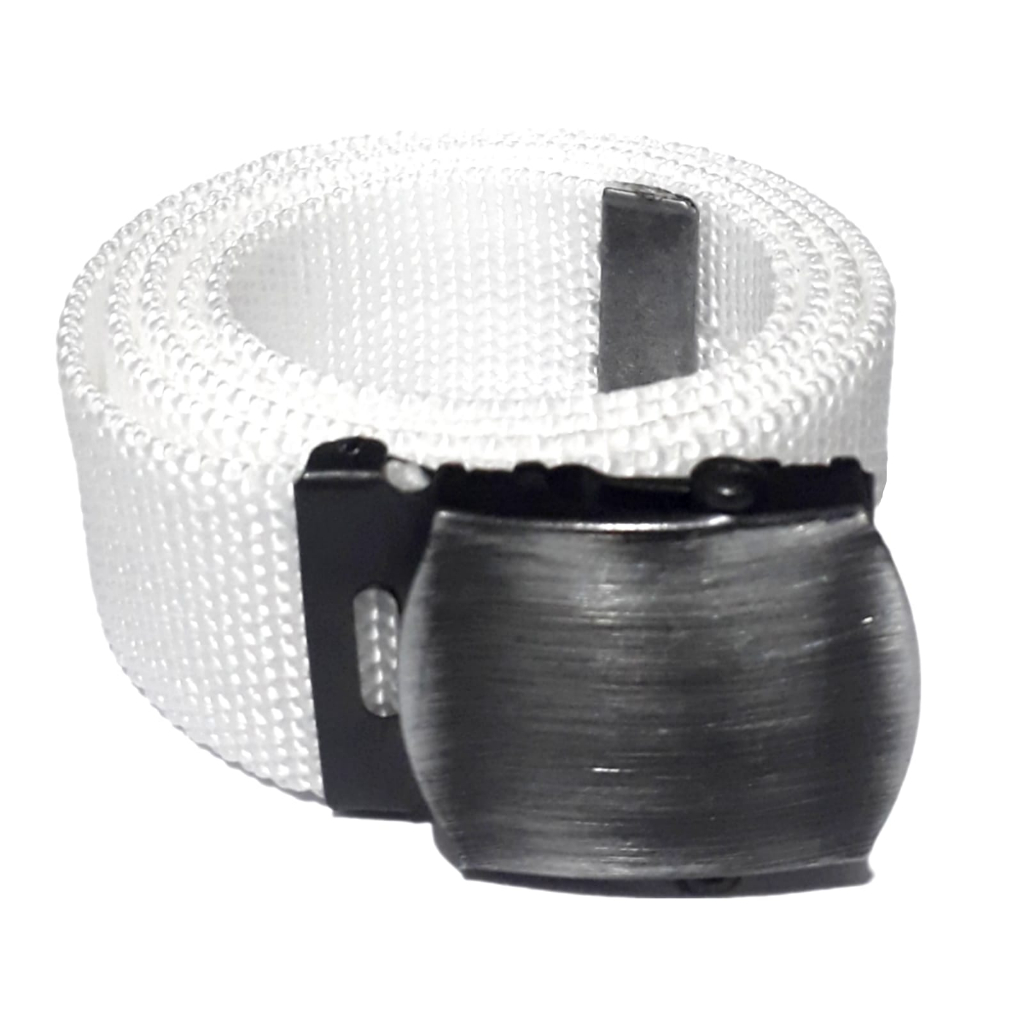 Cinto sport fino poliéster fivela de metal resistente branco