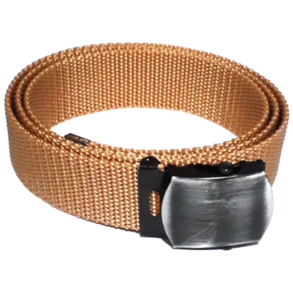 Cinto sport fino poliéster fivela de metal militar resistente caramelo