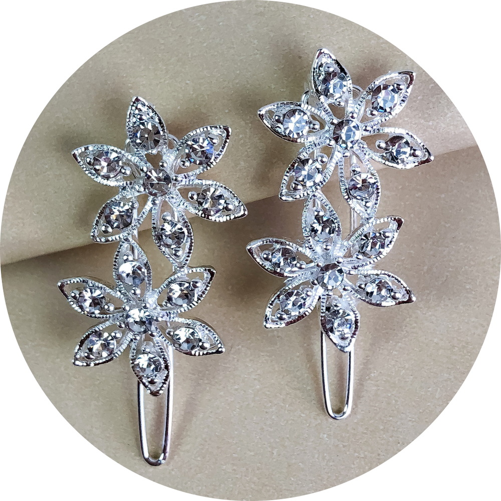 Kit 2 Grampo Presilha De Cabelo Feminino Metal Strass