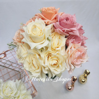 Rosa artificial buque com 5 flor rosas grande P/ Decoração Casamento, Arranjos, Decorar Festas e casa em Oferta na Shopee