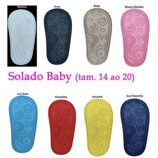 7 pares de solado baby para crochê ( tam. 14 ao 20)