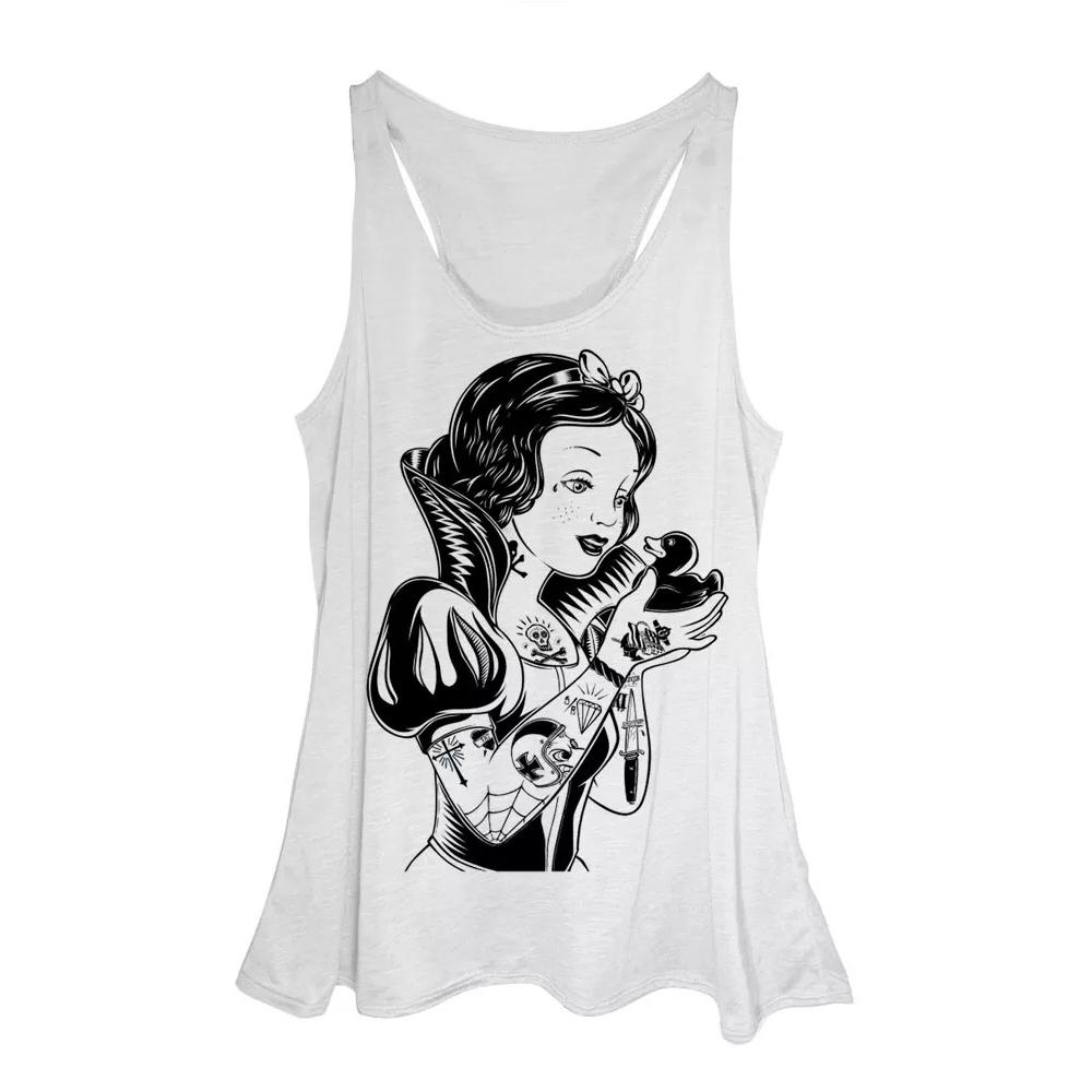 BLUSA CAMISETA REGATA FEMININA BRANCA DE NEVE TATUADA TAMANHO ATÉ G4 (58)