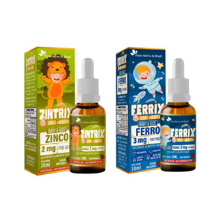 kit Vitamina Infantil Ferrix 30ml + Zintrix 20ml Sabor Morango