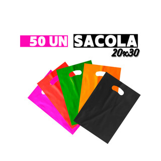 50 Sacolas Boca De Palhaço / Vazada 20x30 P/loja- Cores Vibrantes