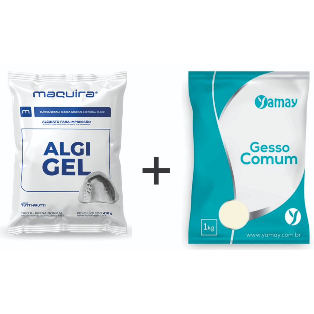 Kit Moldagem Pés e Mãos Baby - Alginato + Gesso Comum Branco