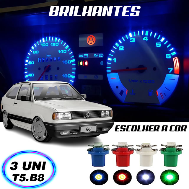 Lâmpada T5 B8.5D w5w Painel Gol 3 Peças