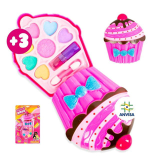 Maquiagem Infantil Kit Estojo com Sombras Batom Pincel Disco Teen