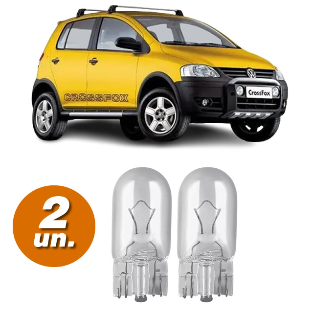 Par Lâmpadas Pingo Original Esmagada T10 12v W5w Crossfox Farolete Meia Luz Placa Teto Lanterna break light
