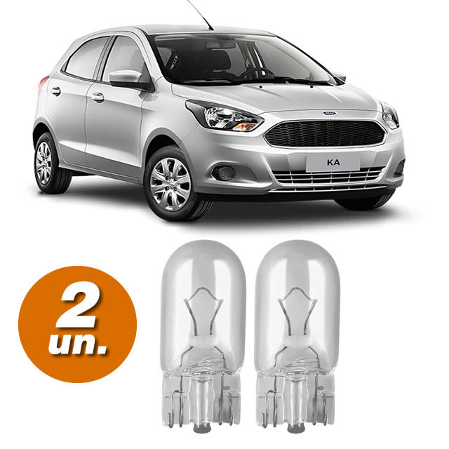 Par Lâmpadas Pingo Original Esmagada T10 12v W5w Fiesta Farolete Meia Luz Placa Teto Lanterna