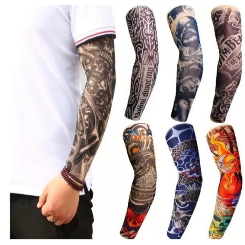 6 Pares De Manguito Manga Longa Tatuagem Tattoo Fake em Oferta na Shopee