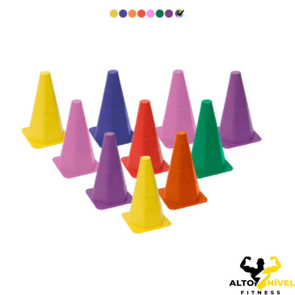 Kit Agilidade Funcional 10 Cones Demarcatórios Para Treinamento Academia Futebol Futsal Academia