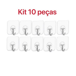 Kit 10 Peças Gancho Adesivo Parede Super Aderência Forte Transparente Multifuncional Autocolante