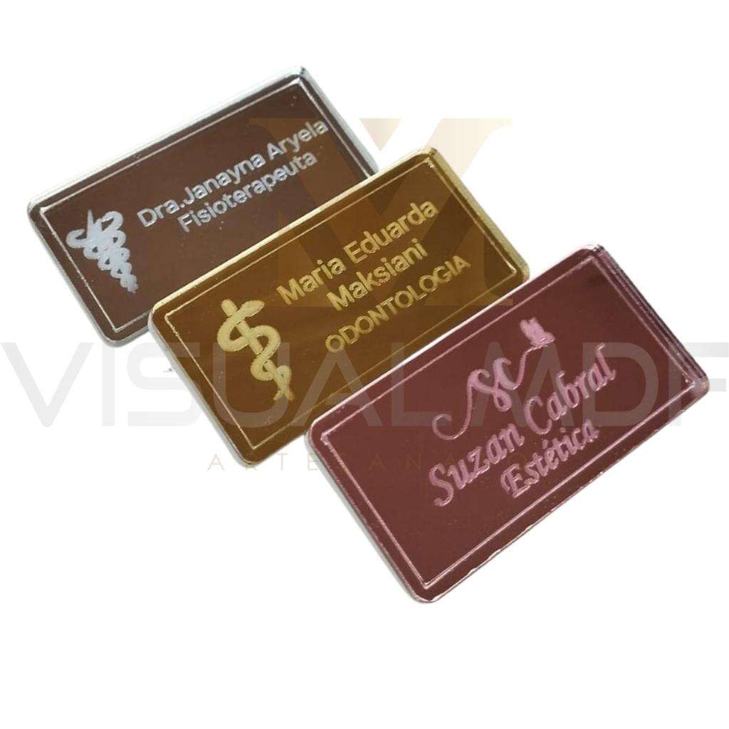 Broche Personalizado em Acrilico espelhado