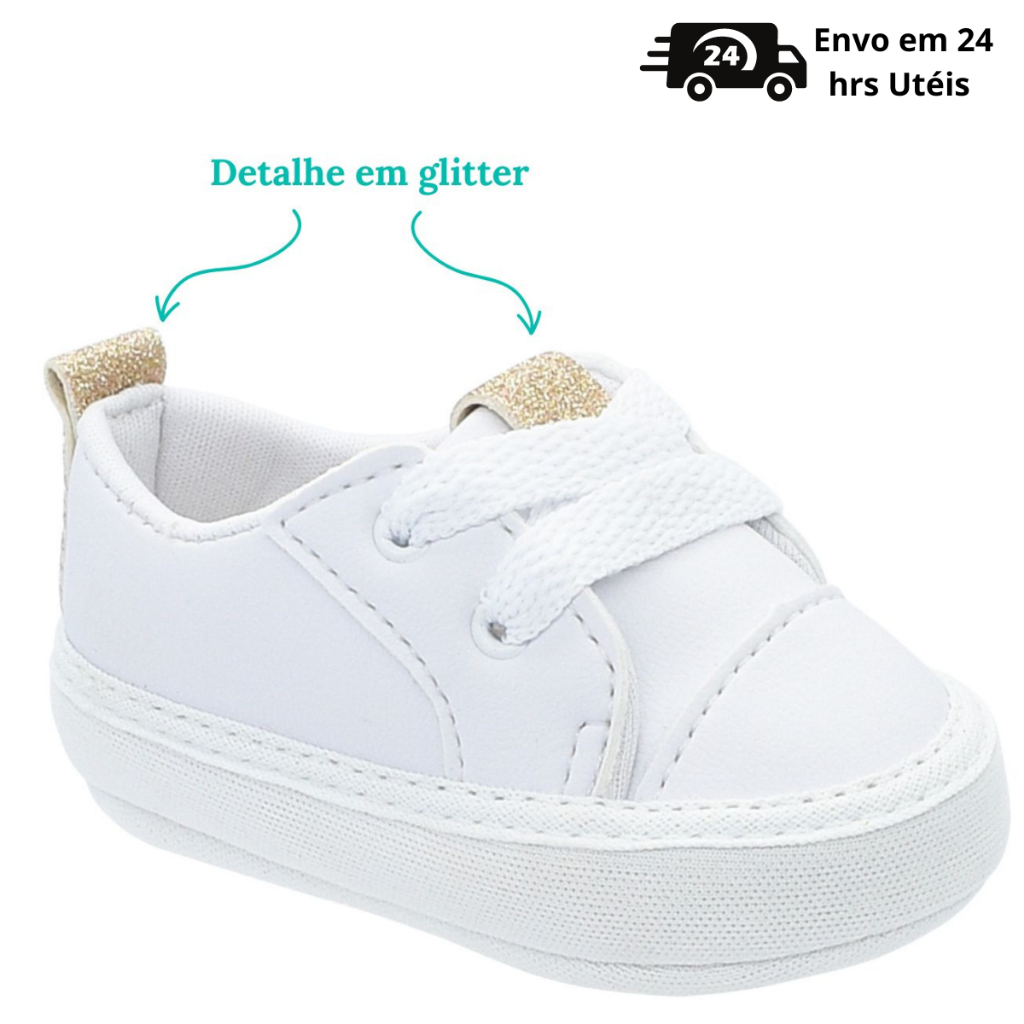 Tênis de bebê menina Sapatinho de bebe  menina com Detalhe Gliter  Sapatinho de Bebe Batizado em Oferta na Shopee