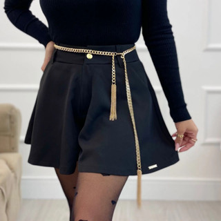 Cinto Corrente Dourado Franja Metal Luxo Moda