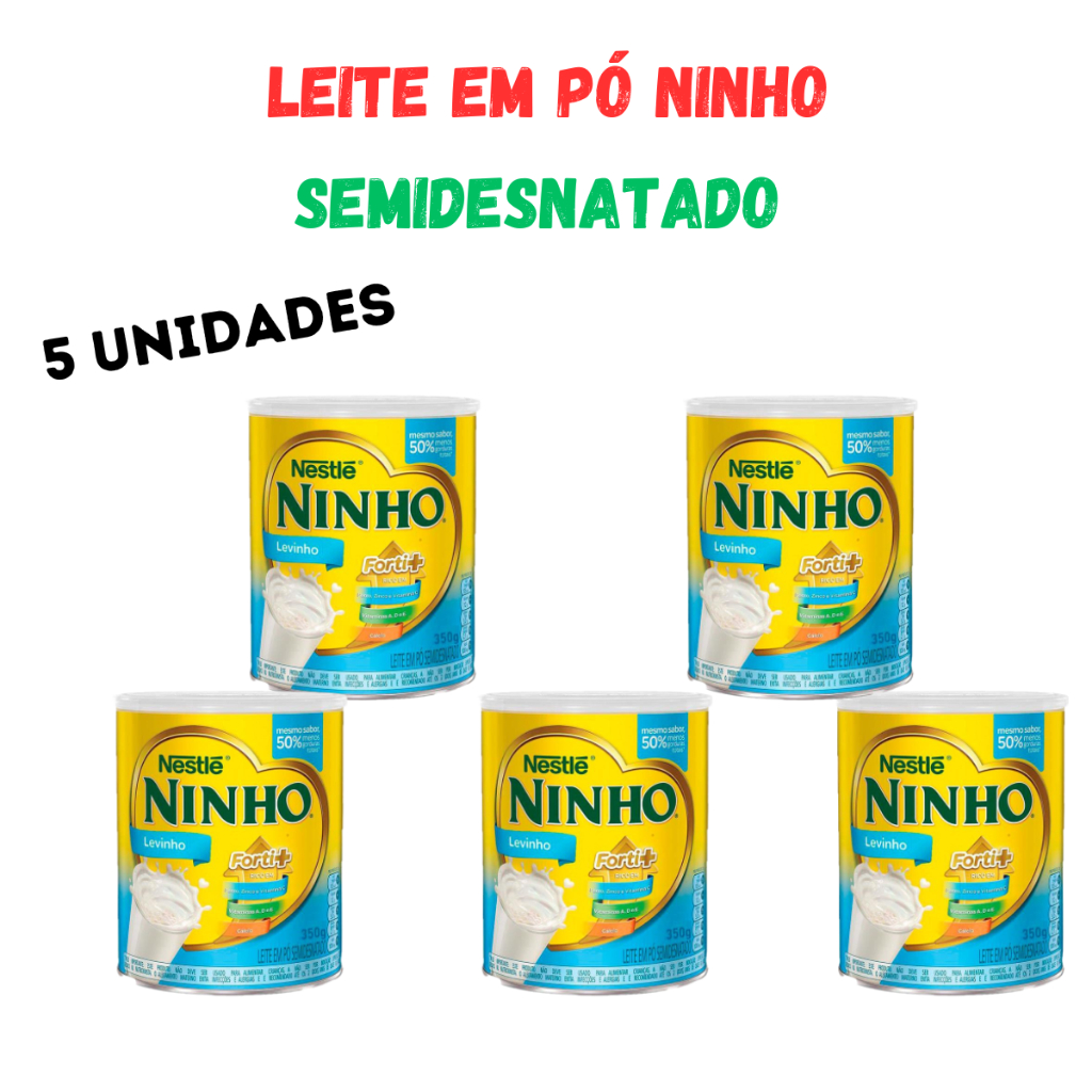 Leite em Pó NINHO SEMIDESNATADO LEVINHO FORTI+ 350g - KIT C/5 UNDS