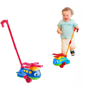 Brinquedo De Empurrar Helicóptero Avião Educativo Push Plane em Oferta na Shopee