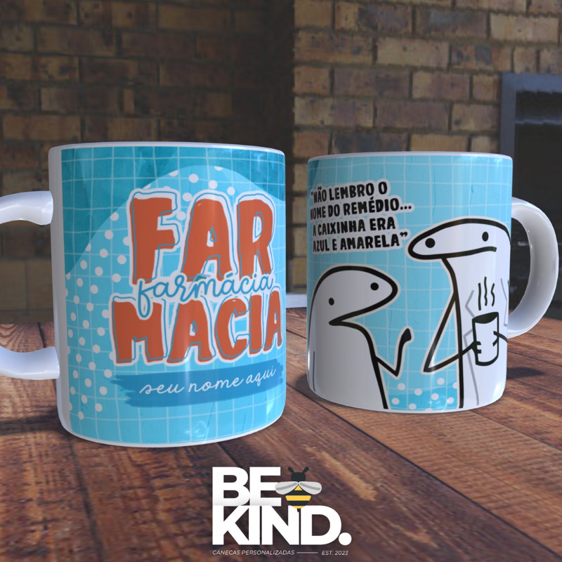 Caneca personalizada Flork Profissões Farmácia com seu nome | be kind.