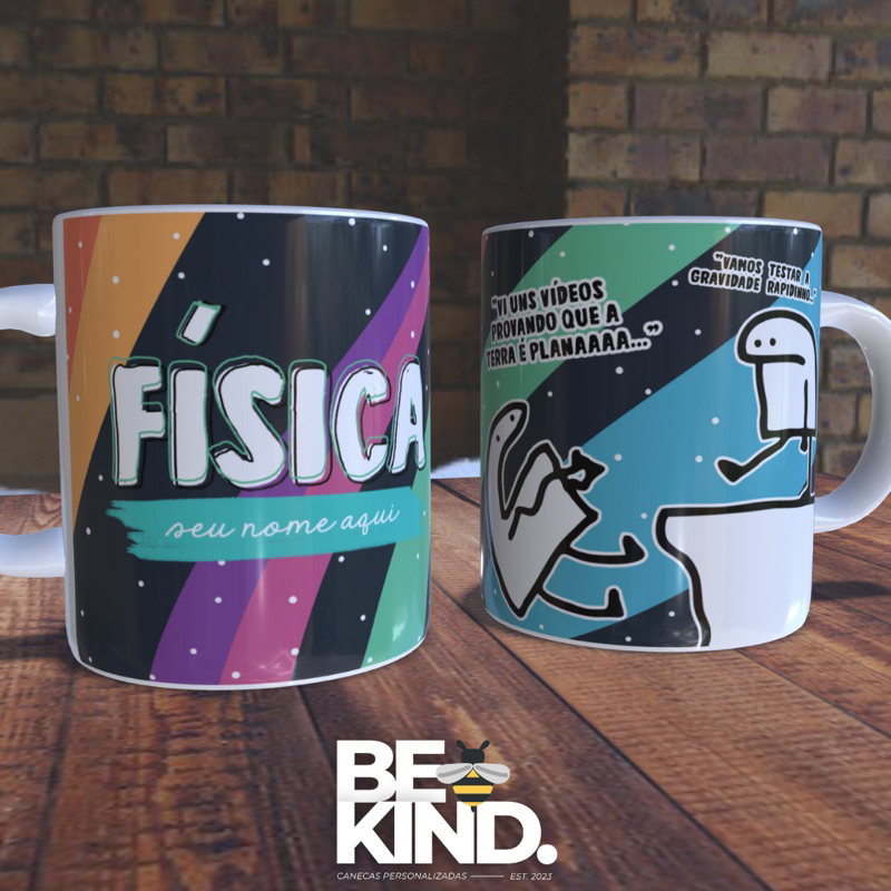 Caneca personalizada Flork Profissões Física com seu nome | be kind.