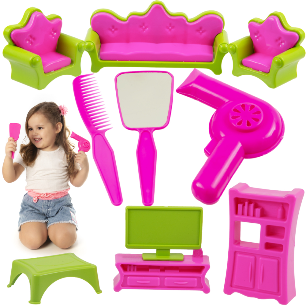 Kit Camarim  Barbie - Secador, Espelho, Pente + Jogo Sala e Conjunto Poltrona-3 Caixas Kit Princesa Para imaginação em Oferta na Shopee