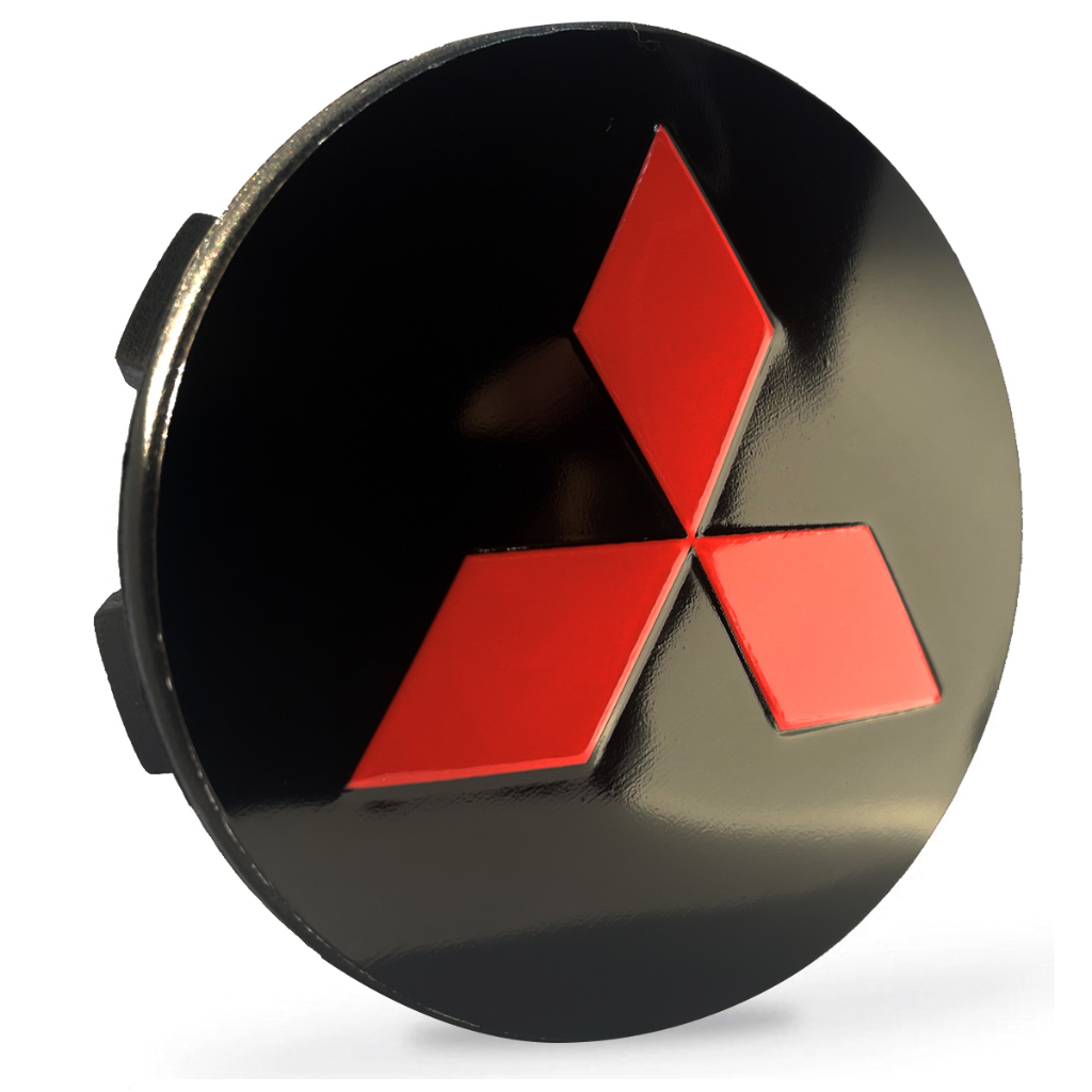 Calota Calotinha Centro Meio Roda Mitsubishi Triton L200 Tr4 Preto e Vermelho 55mm