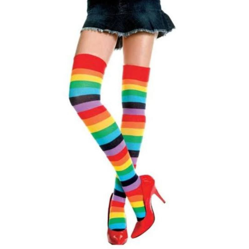 1 par Meia 5/8 LISTRADA arco iris cosplay n34a41 meião  colorida em Oferta na Shopee