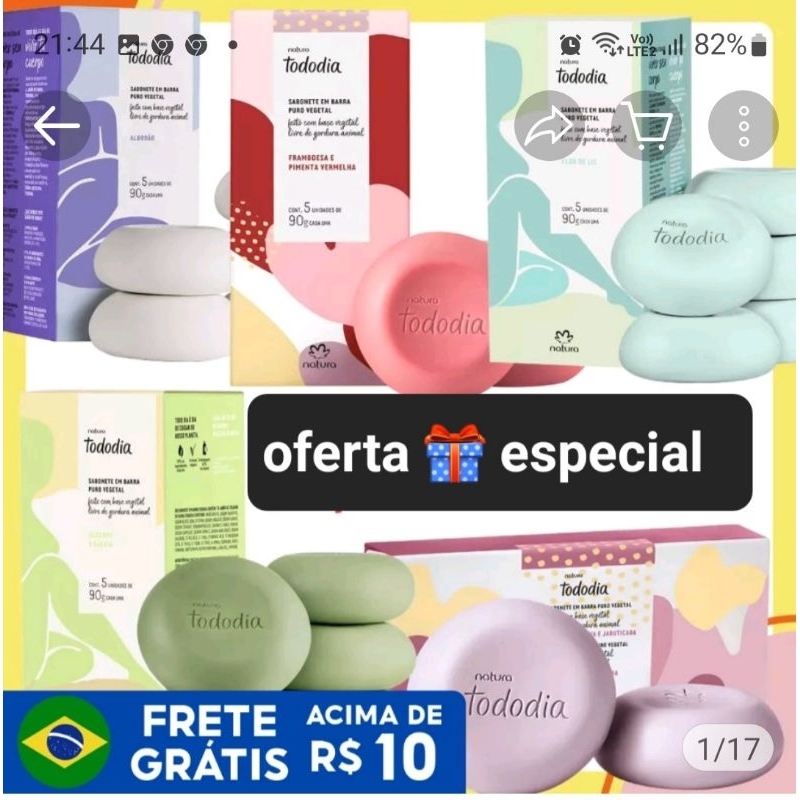 Sabonete Natura todo dia caixa com 5 unidades Ou caixa com 2 unidades de 90 gramas( envio imediato) cada validade 2025