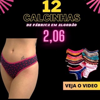 12 Calcinhas poliéster Tanga, Kit Com 12 Tanga.varios tecidos