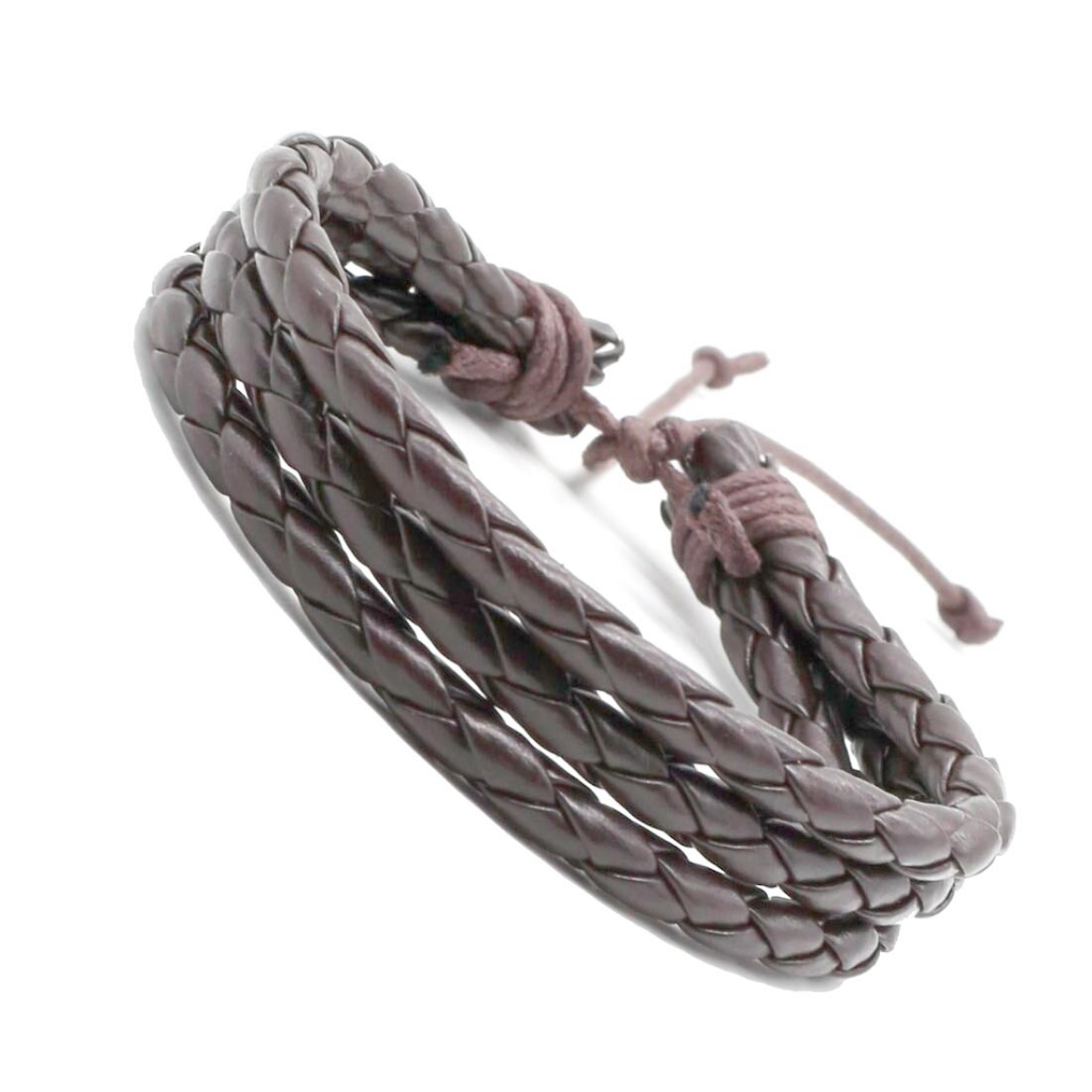 Detalhes do Pulseira bracelete masculino feminino de couro preto marrom 3 volta regulável três camadas
