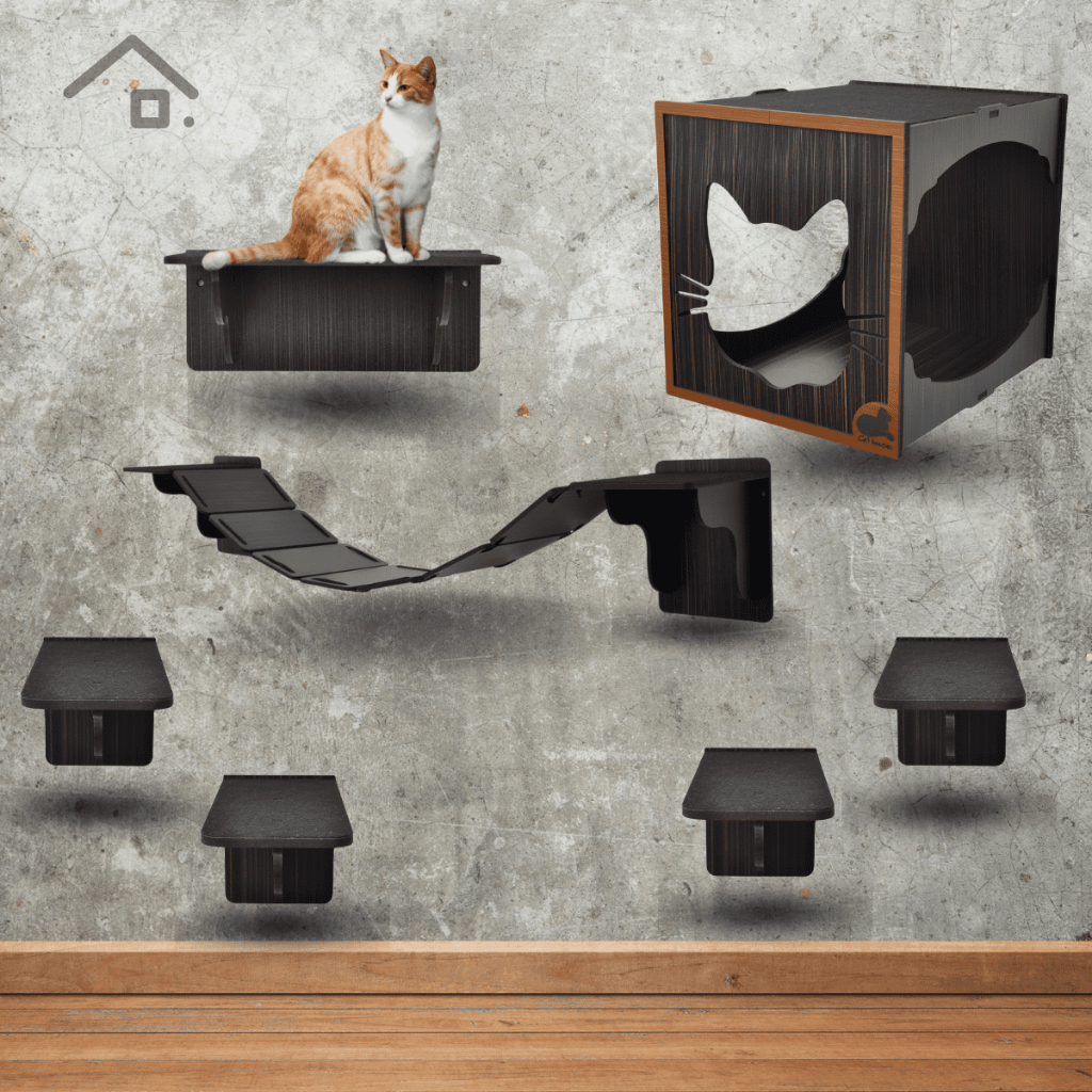 Kit Playground de Gato Prateleira Mdf Preto 7 Peças Oferta