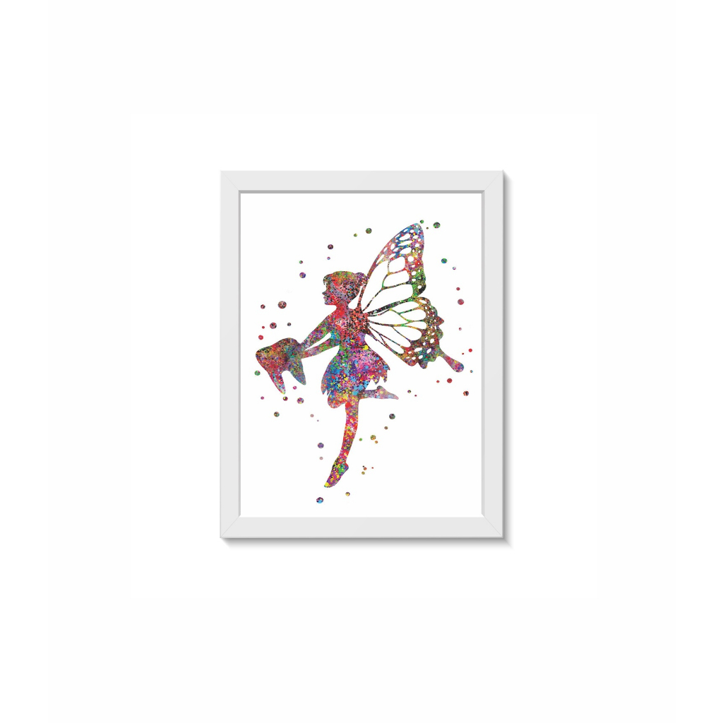 Quadro Decorativo Fada do Dente Decoração Consultório de Odontologia Infantil Moldura 20x30cm Madeira