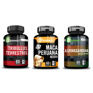 Kit Maca Peruana Negra + Tribullus + Ashwaganda Ginseng Indiano 60 Cápsulas - Bionutri