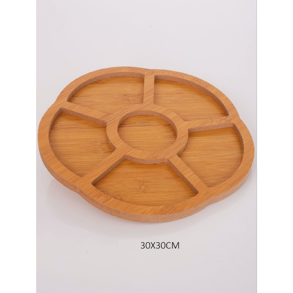 OFERTA Petisqueira Gamela 30cm Tábua Para Petisco Multiuso Decorativa Mdf Estilo Bambu Em Forma De Flor