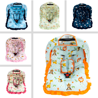 Kit 04 pçs Capa para Bebê Conforto Capota Solar Protetor de Cinto Macio 100 % Algodão