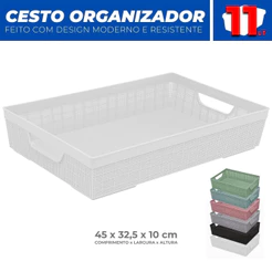 Cesto Multiuso Organizador Armario Gaveta Lavanderia G 45x32