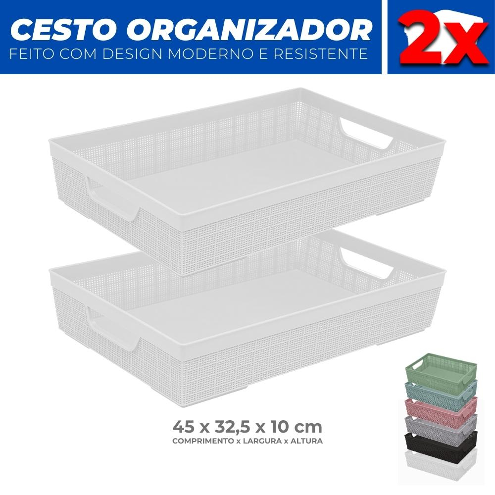 Kit 2 Cestos Organizador Armario Gaveta Lavanderia G 45x32