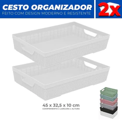Kit 2 Cestos Organizador Armario Gaveta Lavanderia G 45x32