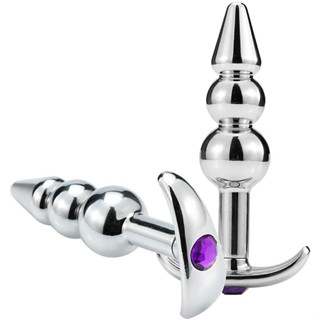 Plug Anal de Aço Escalonado Alargador Anal Brilhante com Joia - 11 x 2,8 cm