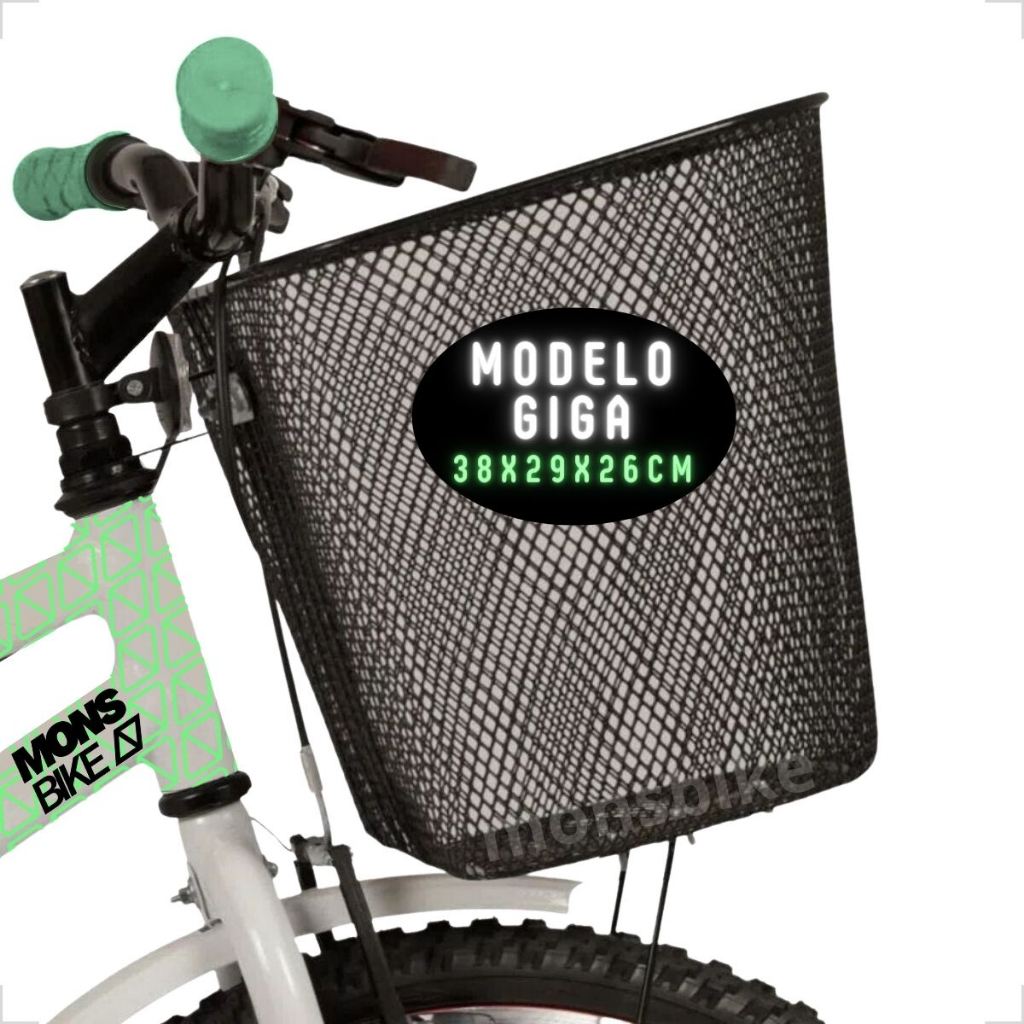 Cesta Bike Cestão Bicicleta Gigante Aro 26 Mtb Aramada Preta Reforçada Grande 38x29x26cm em Oferta na Shopee